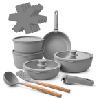 GEM+ | 17PCS Non-Stick Cookware Set Grey – Induction Ready Aluminium Pots & Pans