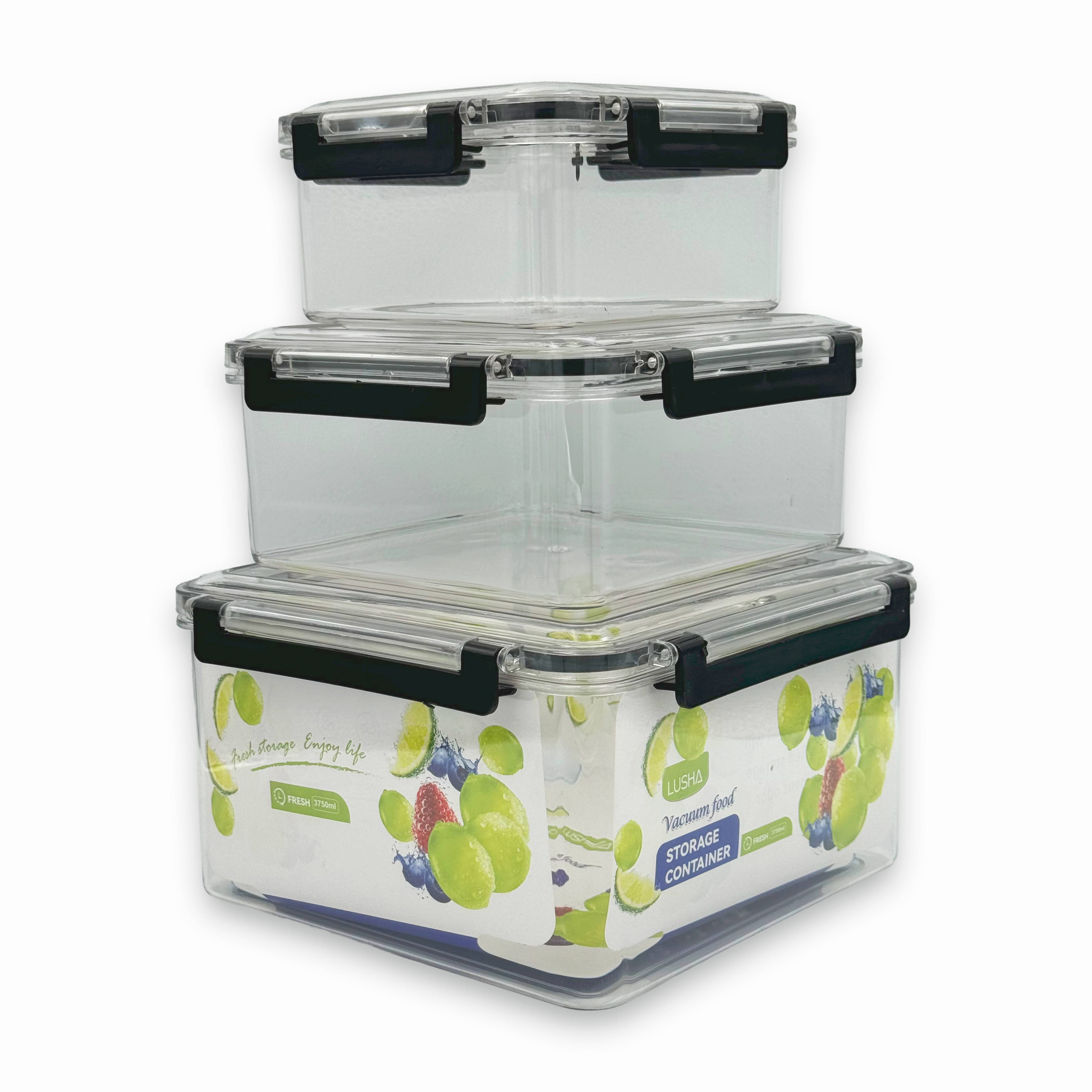 GEM+ | 3-Piece Square Food Container Storage Set – Durable BPA-Free, Lock & Seal