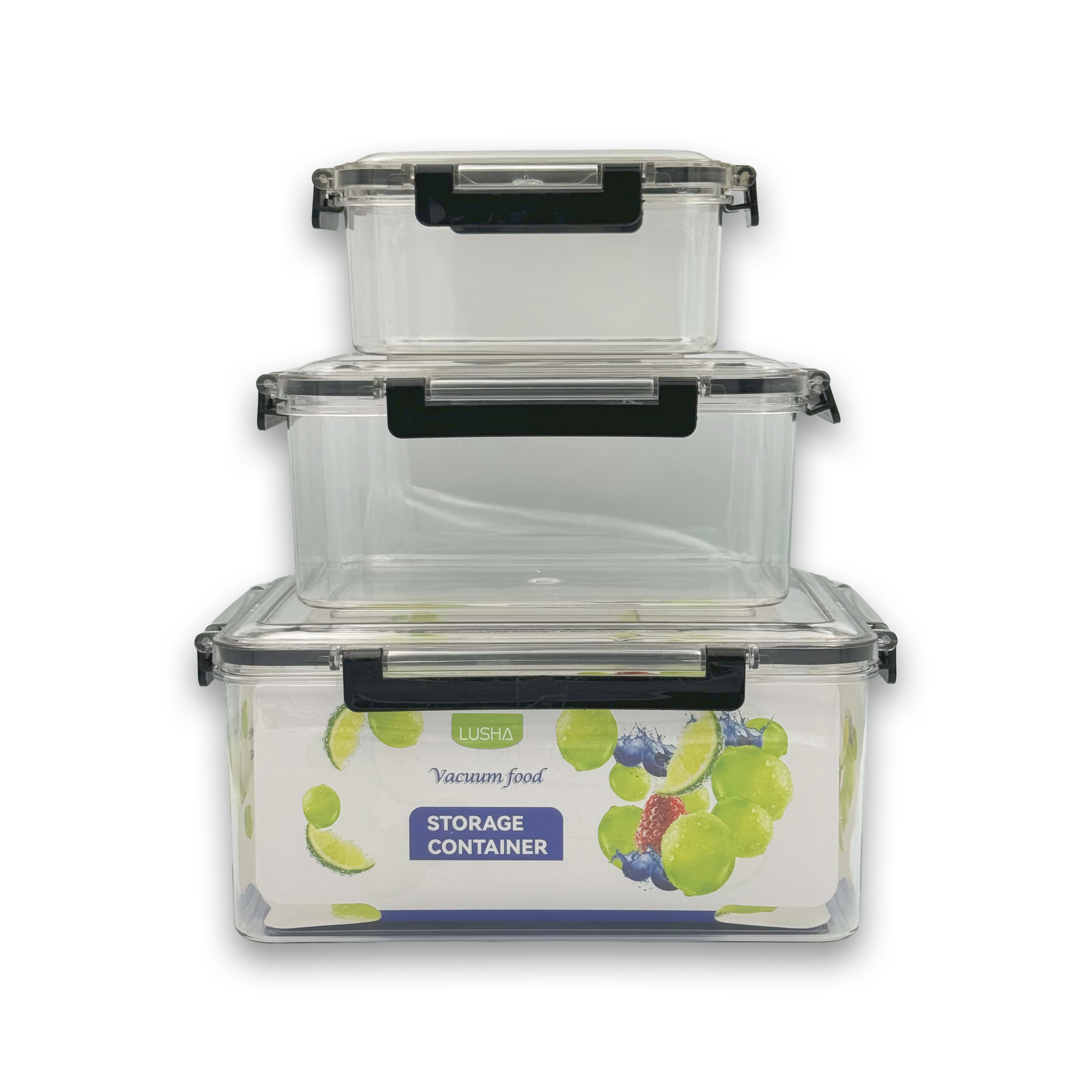 GEM+ | 3-Piece Square Food Container Storage Set – Durable BPA-Free, Lock & Seal