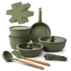 GEM+ | 17PCS Non-Stick Cookware Set Sage – Aluminium Pots & Pans Induction Compatible