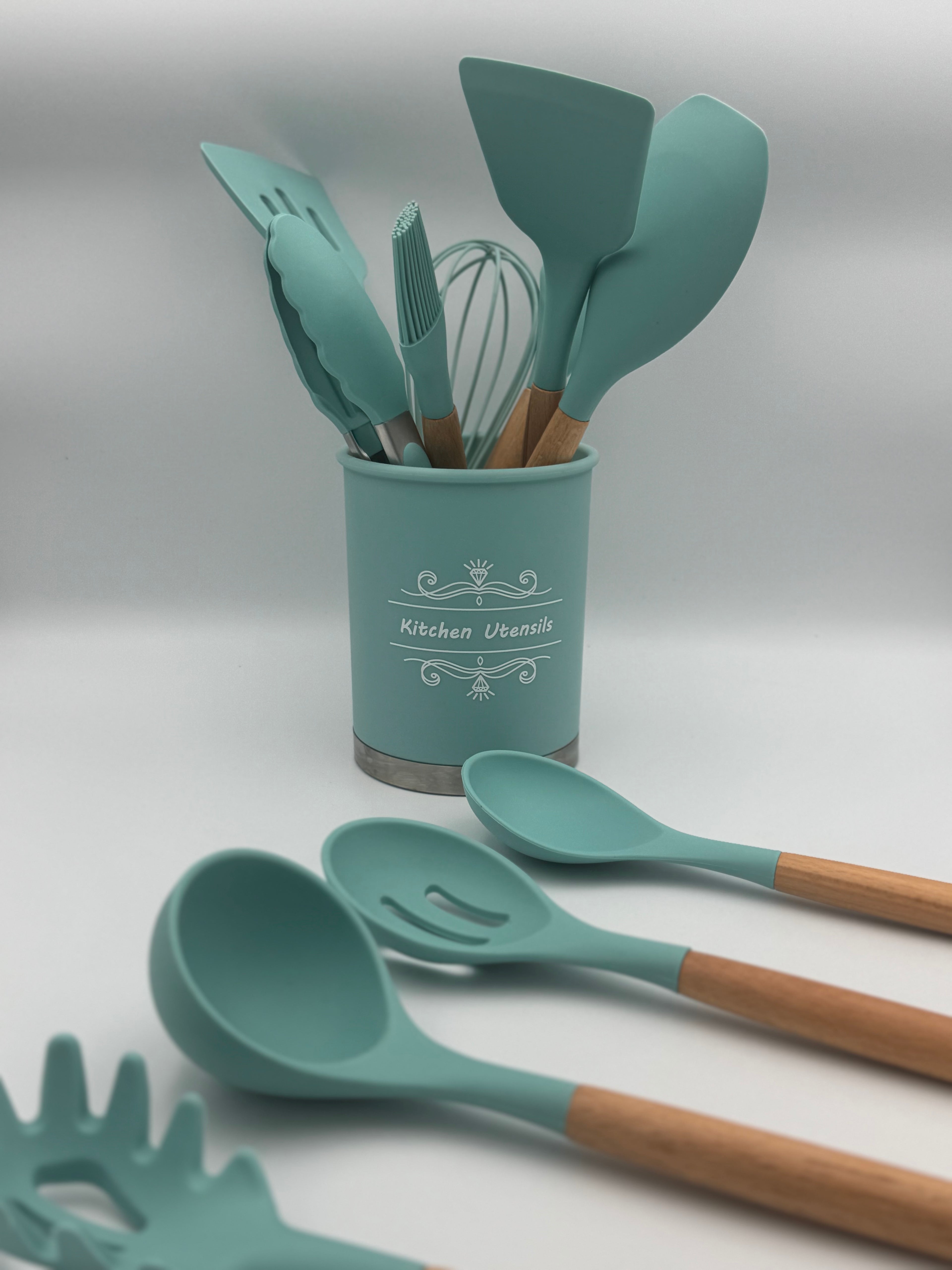 GEM+ | Premium 12-Piece Silicone Cooking & Baking Utensil Set – Non-Stick, BPA-Free, Teal