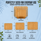 3 Bamboo Chopping Boards with Stand, Blue Trim