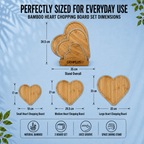3 Heart Bamboo Chopping Boards with Stand, Blue