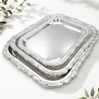 3 Silver-Plated Serving Trays for Bread & Desserts