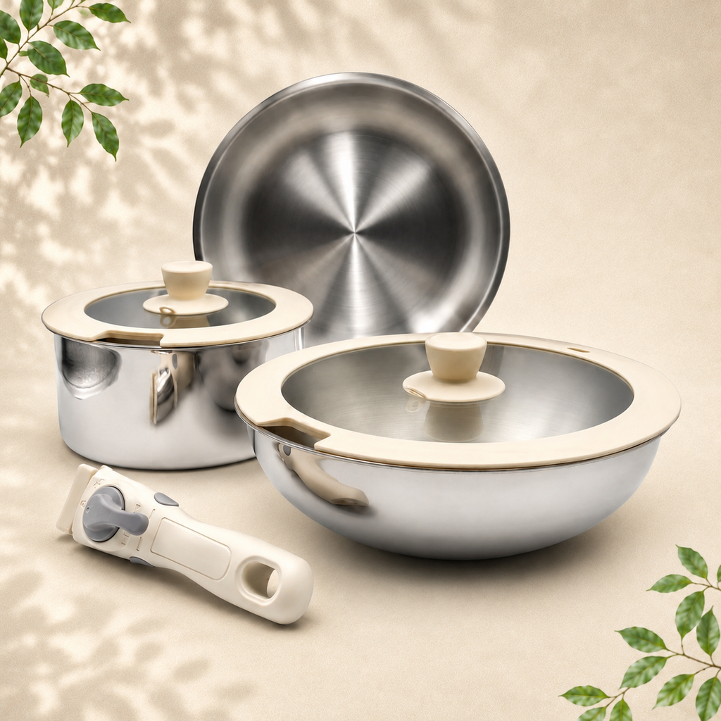GEM+ | Stainless Steel Detachable Cookware Set with Removable Handles