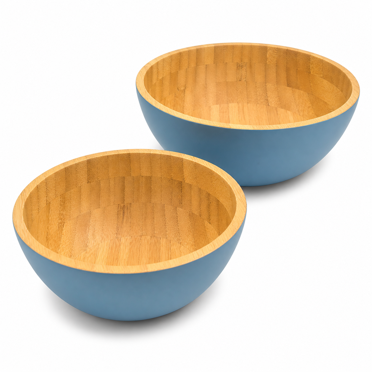 GEM+ | 2 Pcs - Premium Eco-Friendly Bamboo Salad Bowl Set - Blue