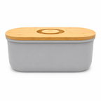 GEM+ | Bread Storage Bin Box with Eco Bamboo Cutting Board Lid Large Space GREY
