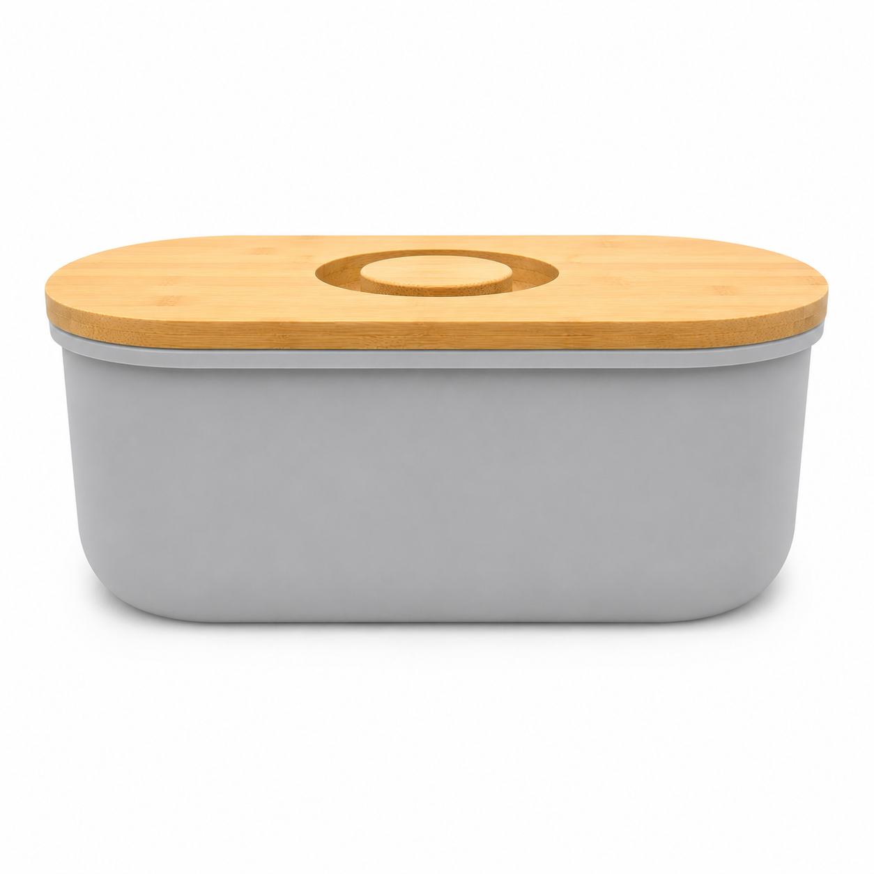 GEM+ | Bread Storage Bin Box with Eco Bamboo Cutting Board Lid Large Space GREY