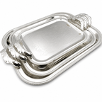 GEM+ | Premium 3-Piece Silver-Plated Vintage Tray Set – Elegant Durable Strong