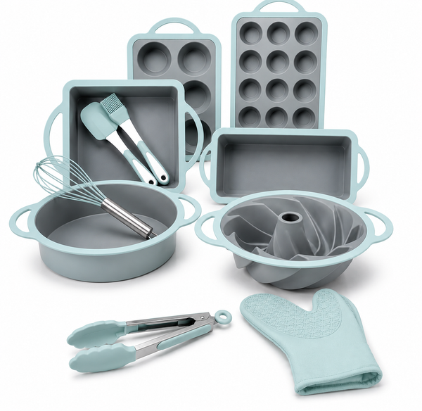 GEM+ | 11-Piece Non-Stick Silicone Baking Set with Utensils – Durable Versatile