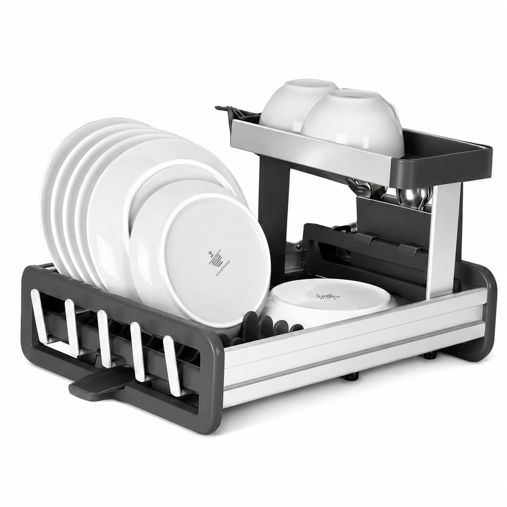 GEM+ | Premium Two-Tier Aluminum Dish Drying Rack - Dish Drainer
