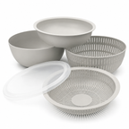 GEM+ | Premium 4 Pcs Multi-Purpose Bowl Set with 2 Colanders - Strainers & Sieve