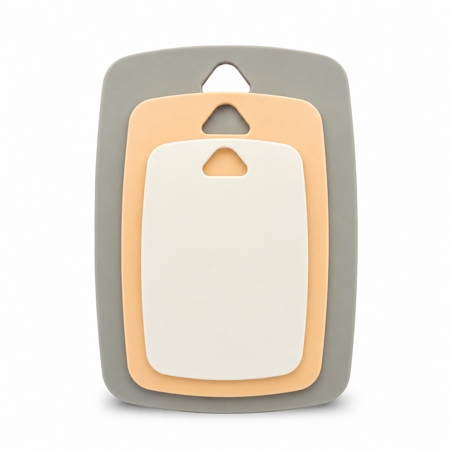 3-Piece Plastic Chopping Board Set, Apricot