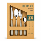 GEM+ | 24-Piece Stainless Steel Cutlery Set With Grey Handle Rust-Resistant