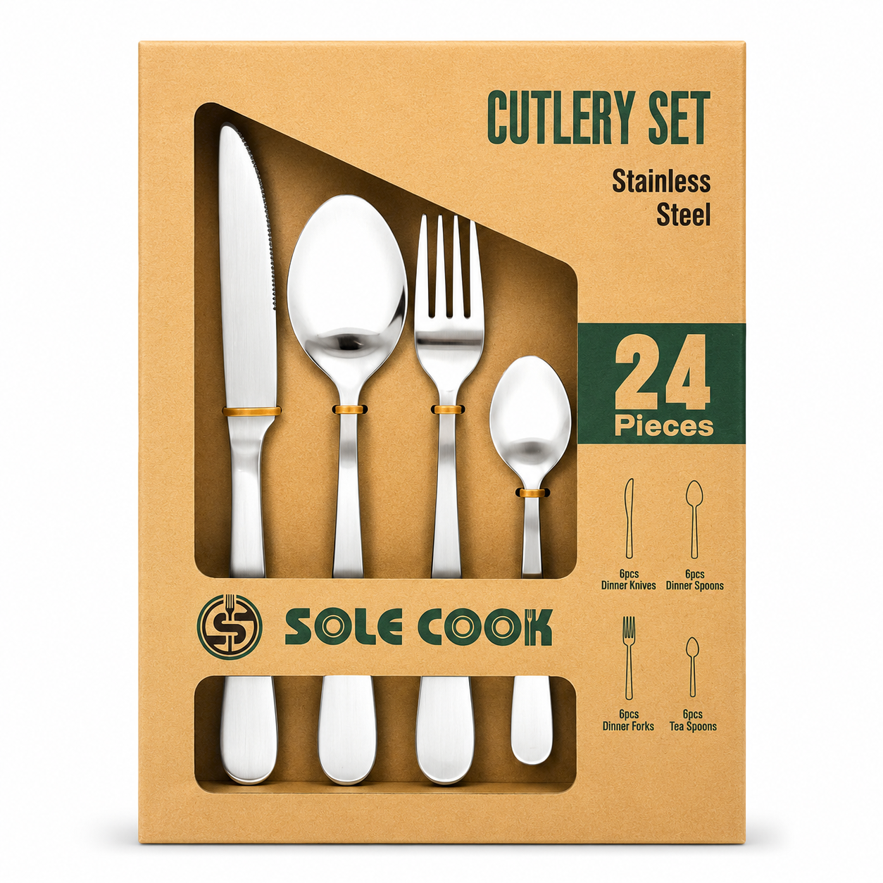 GEM+ | 24-Piece Premium Stainless Steel Cutlery Set Quality Rust-Resistant