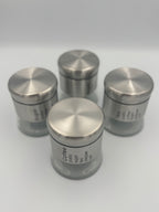 GEM+ | 5pc Glass Storage Jar Set with Silver Lids – with Silver Stand