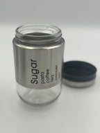 GEM+ | Silver 3pc Pre-Labelled Glass Kitchen Storage Jar Set