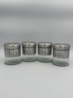 GEM+ | 5pc Glass Storage Jar Set with Silver Lids – with Silver Stand