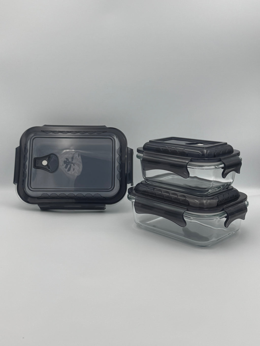 GEM+ | 3pc Borosilicate Glass Food Storage Container Set – Airtight, Leak-Proof & Durable