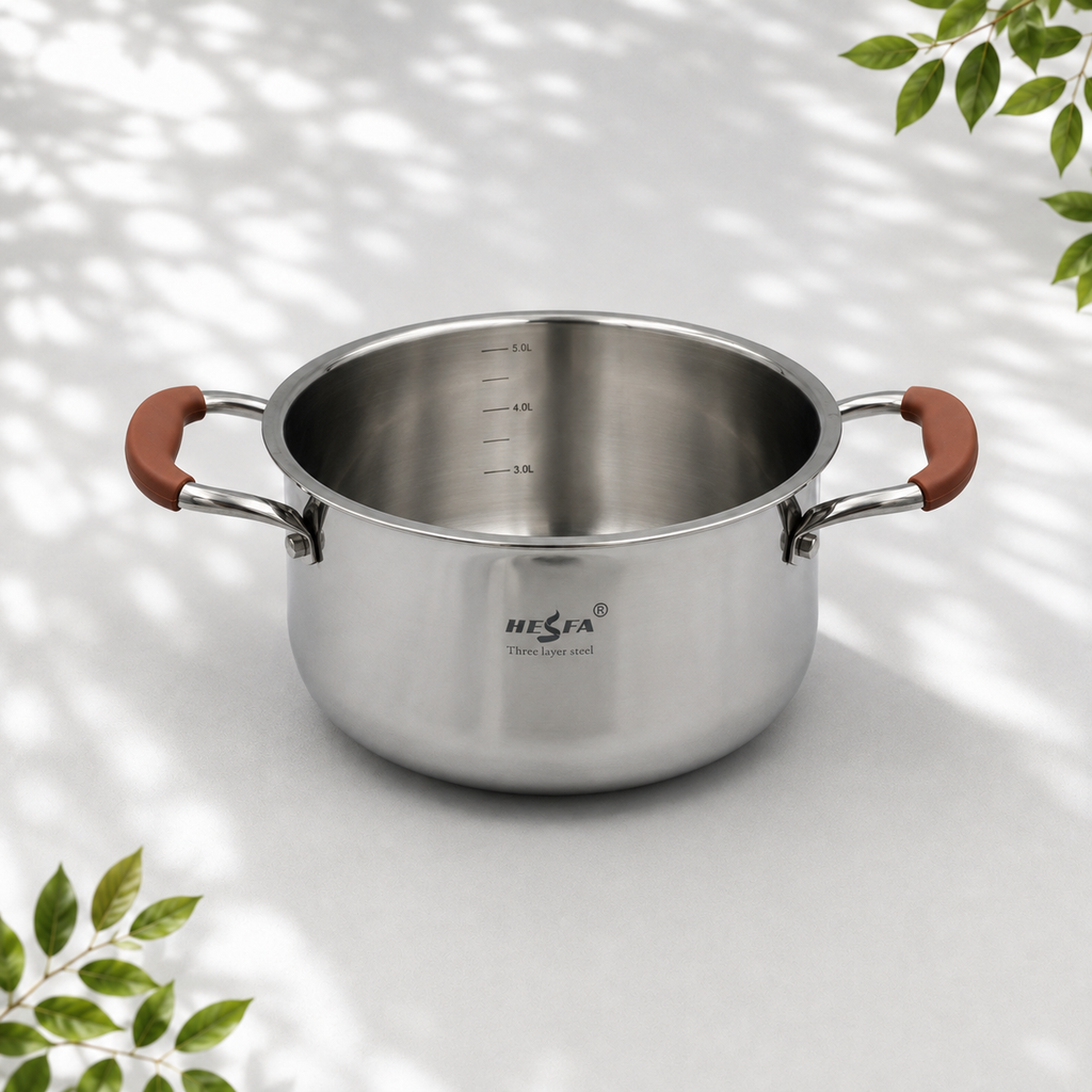 3 Stainless Steel Saucepans with Lids, 3L 4L 5L