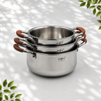 3 Stainless Steel Saucepans with Lids, 3L 4L 5L