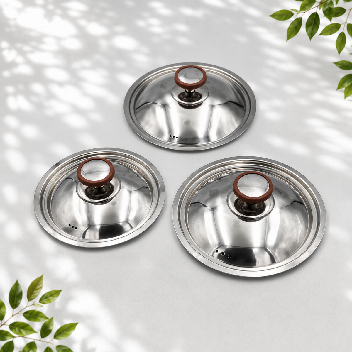 3 Stainless Steel Saucepans with Lids, 3L 4L 5L