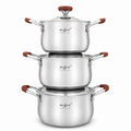 3 Stainless Steel Saucepans with Lids, 3L 4L 5L