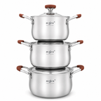 3 Stainless Steel Saucepans with Lids, 3L 4L 5L