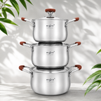 3 Stainless Steel Saucepans with Lids, 3L 4L 5L