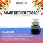 GEM+ | Food Storage Containers Set of 4 Black – Airtight Kitchen Storage Bowls with Lids