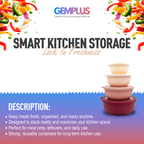 GEM+ | Food Storage Containers Set of 4 Pink – Airtight Meal Prep Bowls with Lids