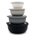 4-Piece Airtight Food Storage Bowls, Black