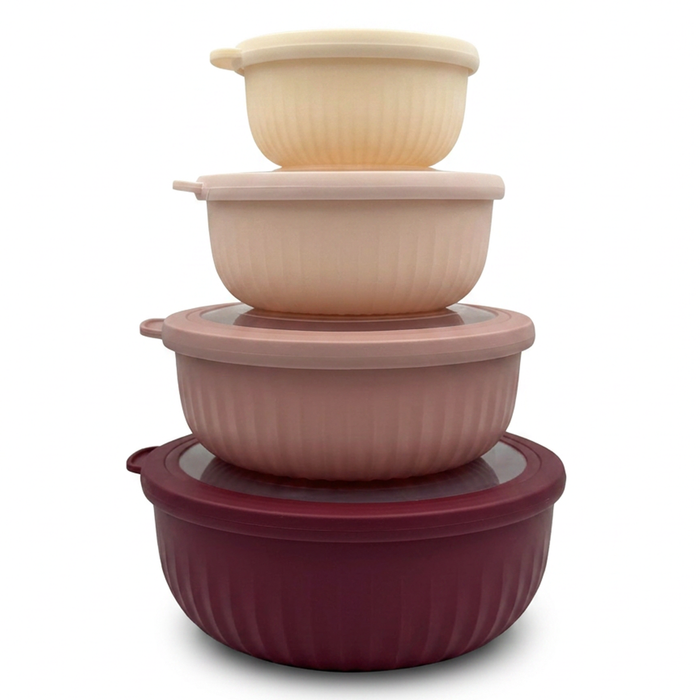4-Piece Airtight Food Storage Bowls, Pink