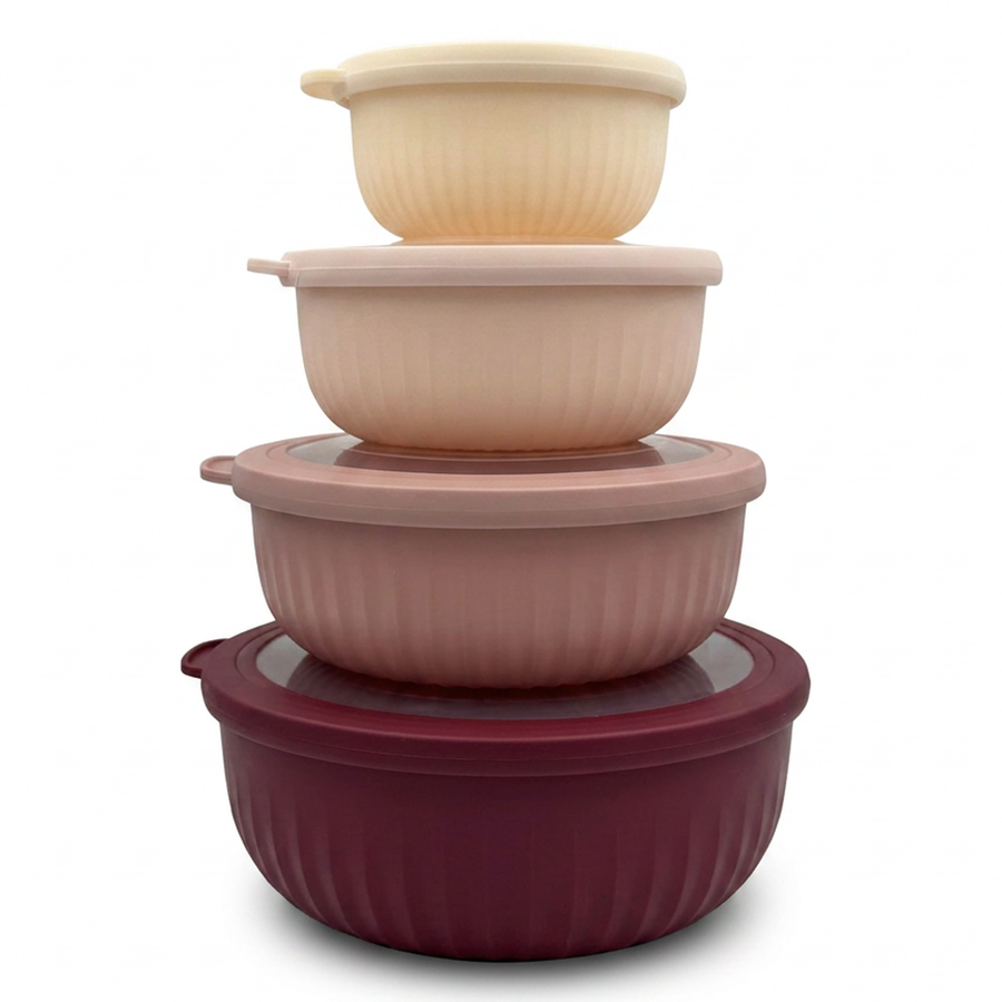 4-Piece Airtight Food Storage Bowls, Pink
