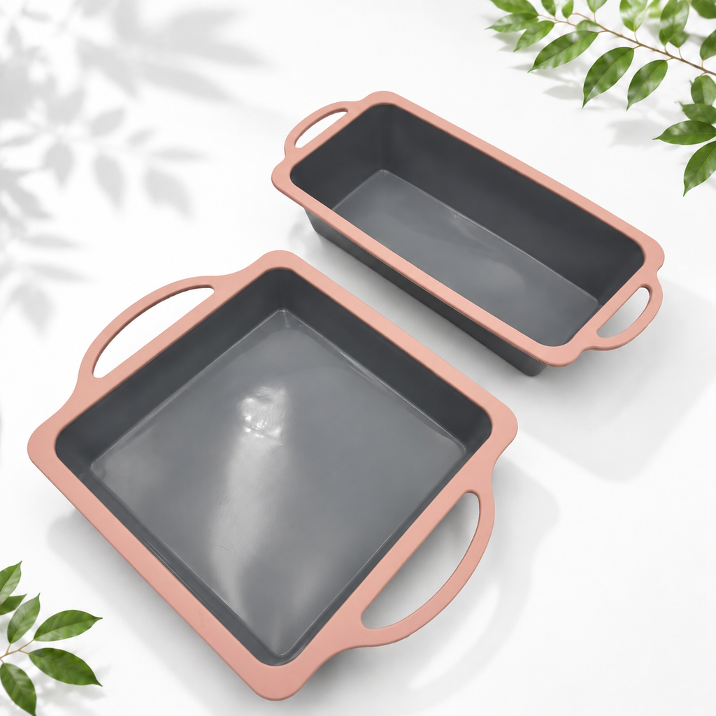 11-Piece Silicone Baking Set, Grey/Pink