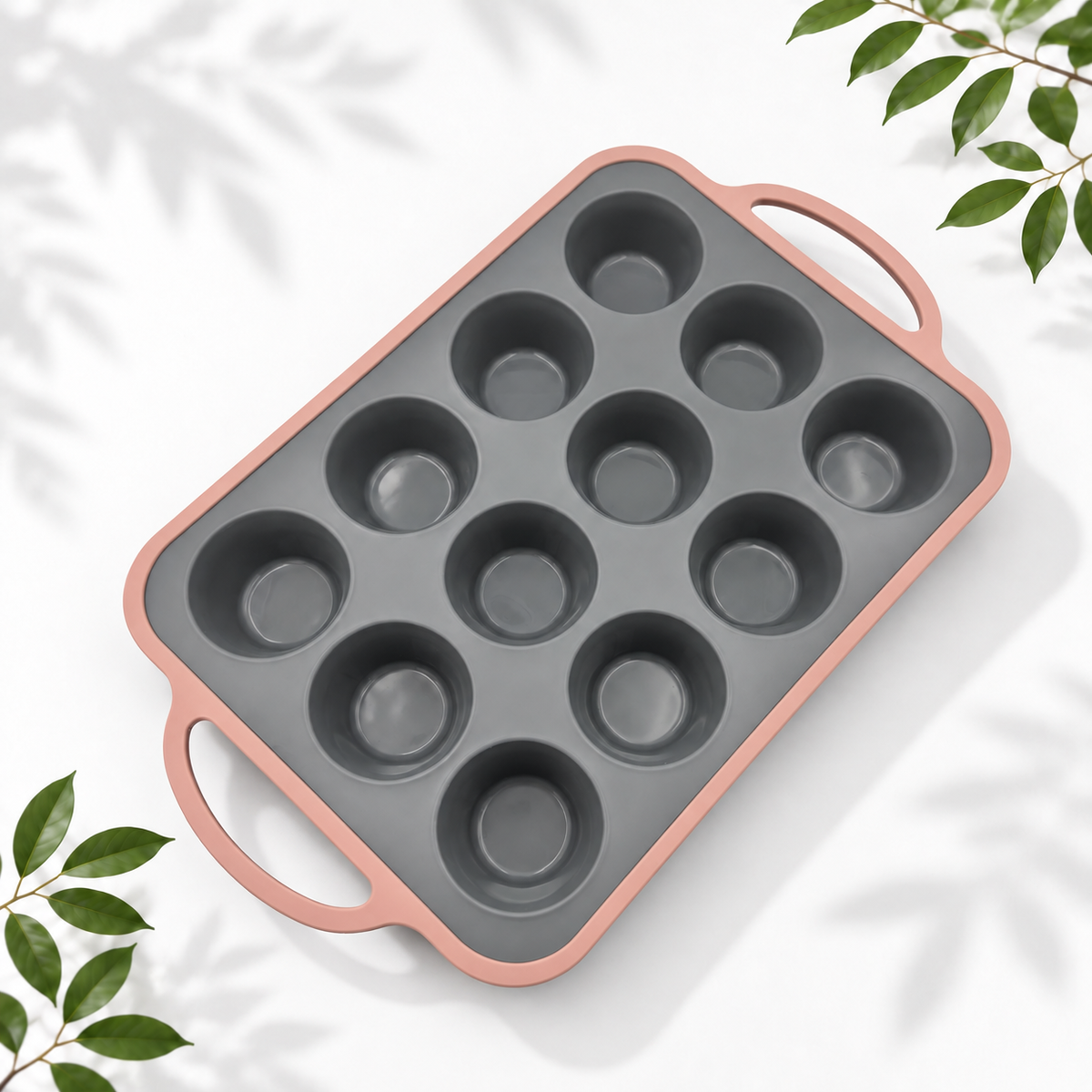 11-Piece Silicone Baking Set, Grey/Pink