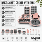 11-Piece Silicone Baking Set, Grey/Pink
