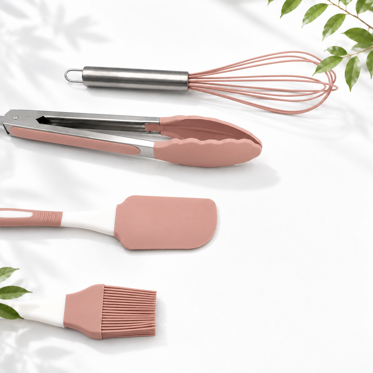 11-Piece Silicone Baking Set, Grey/Pink