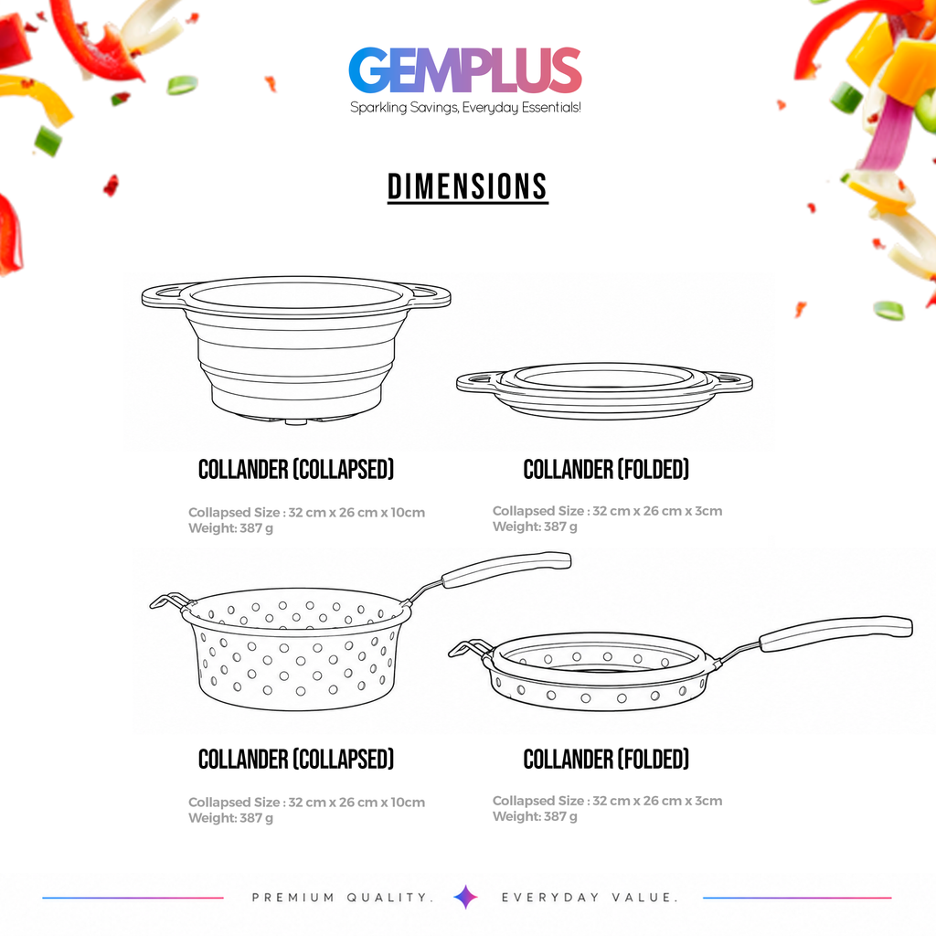 GEM+ |  Collapsible Silicone Colander Set (2 Pieces) – Pastel Blue