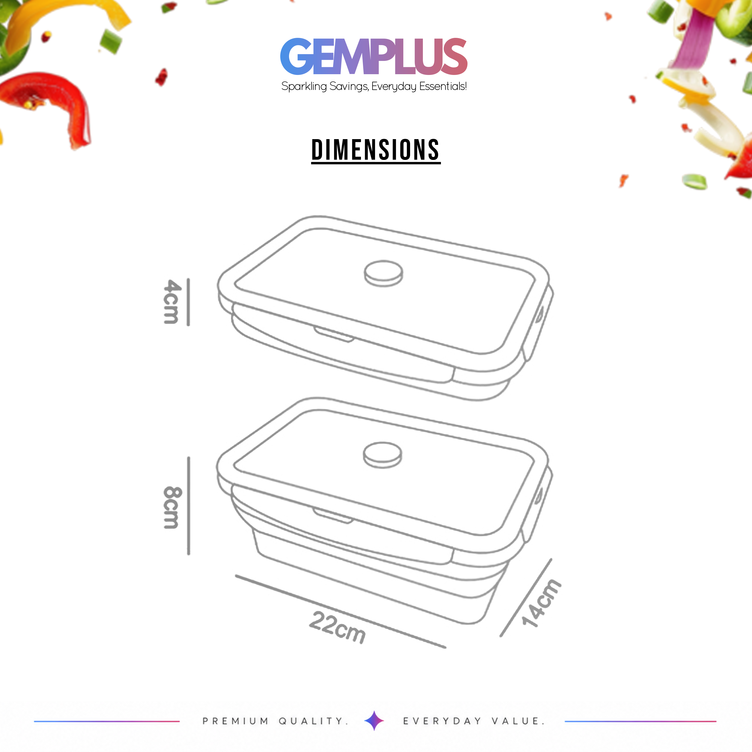GEM+ | Collapsible Silicone Food Storage Container Set (4 Pieces)