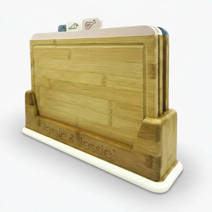 GEM+ | 3 PCS Premium Natural Bamboo Color Coded Chopping Board Set Veggies Meat