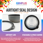 GEM+ | Food Storage Containers Set of 4 Black – Airtight Kitchen Storage Bowls with Lids