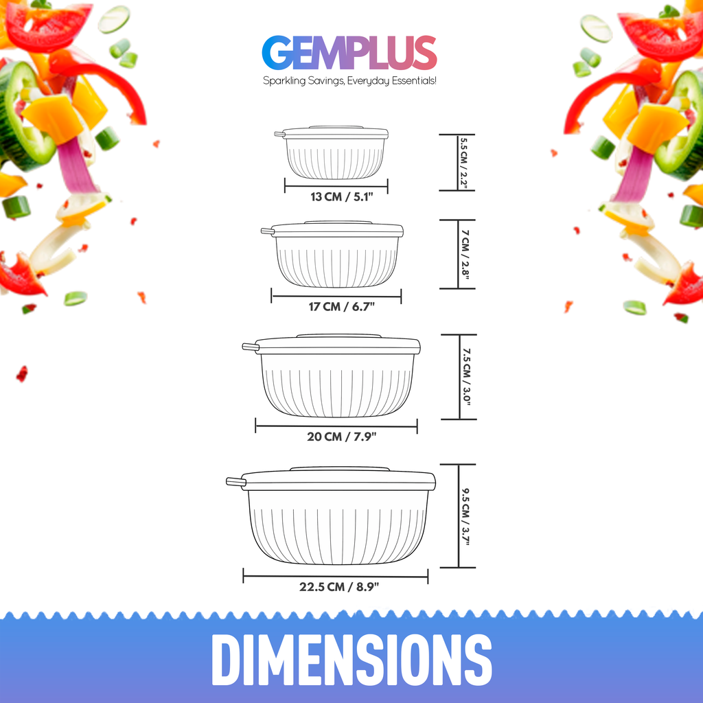 GEM+ | Food Storage Containers Set of 4 Pink – Airtight Meal Prep Bowls with Lids