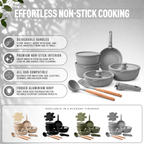 GEM+ | 17PCS Non-Stick Cookware Set Grey – Induction Ready Aluminium Pots & Pans
