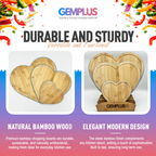 GEM+ | Heart Shaped Bamboo Chopping Boards Set of 3 Blue Trim with Stand – Wooden Kitchen Boards