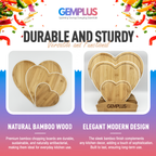 GEM+ | Heart Shaped Bamboo Chopping Boards Set of 3 White Trim with Stand – Wooden Cutting Boards Set
