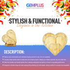 GEM+ | Heart Shaped Bamboo Chopping Boards Set of 3 Blue Trim with Stand – Wooden Kitchen Boards
