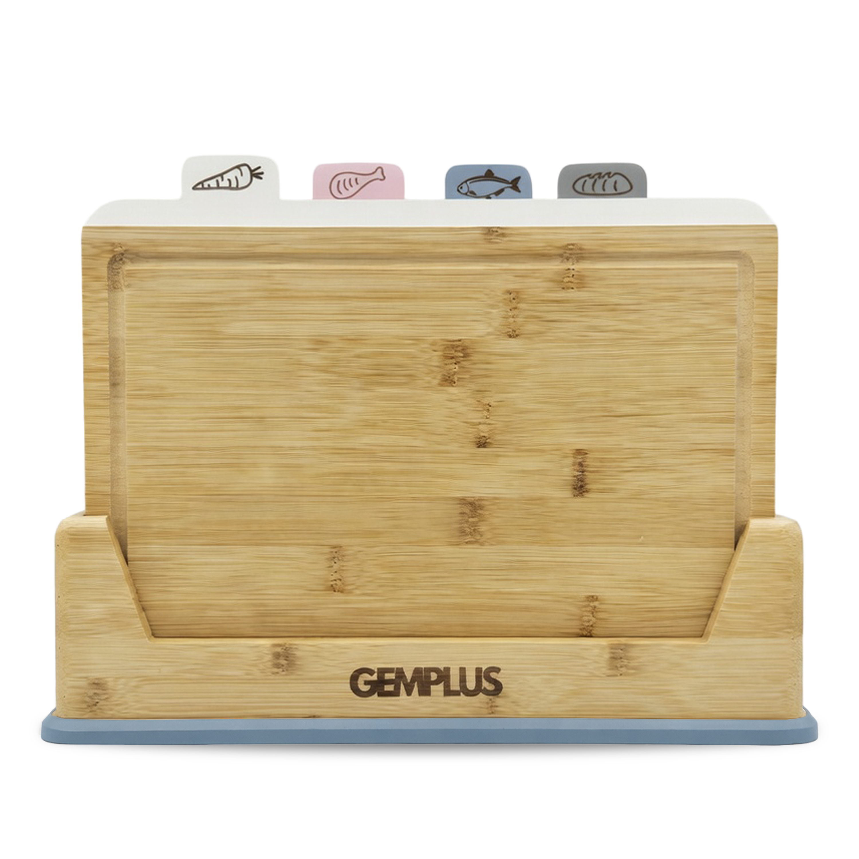 GEM+ | 4 PCS Premium Natural Bamboo Color Coded Chopping Board Set - Blue