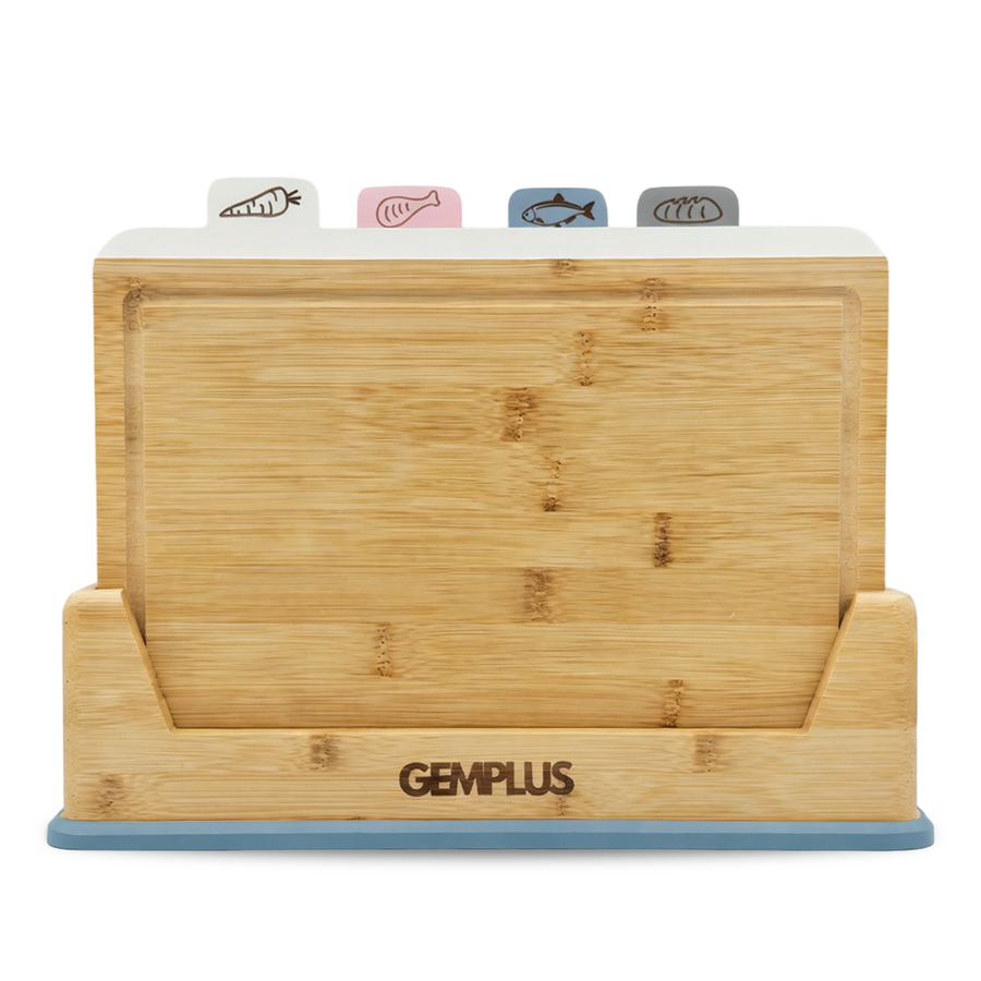 4 Bamboo Colour-Coded Chopping Boards, Blue