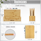 GEM+ | 4 PCS Premium Natural Bamboo Color Coded Chopping Board Set - White